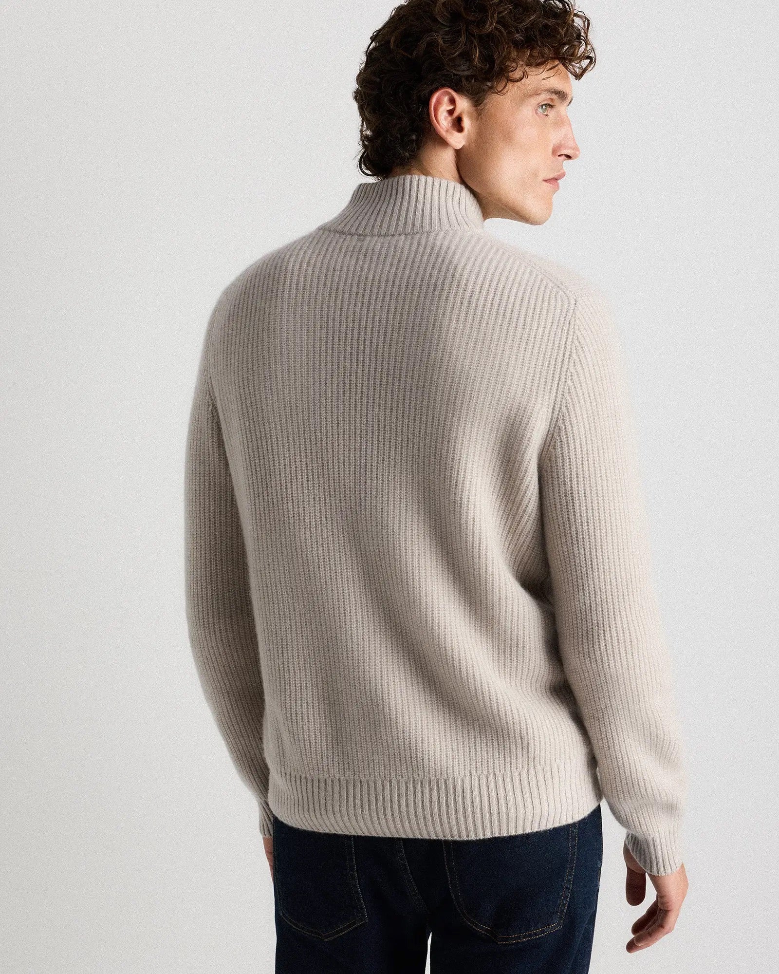 Suéter Masculino 100% Algodão com Zíper Frontal - Off white