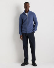 Suéter Masculino 100% Algodão com Zíper Frontal - Azul