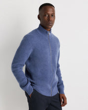 Suéter Masculino 100% Algodão com Zíper Frontal - Azul