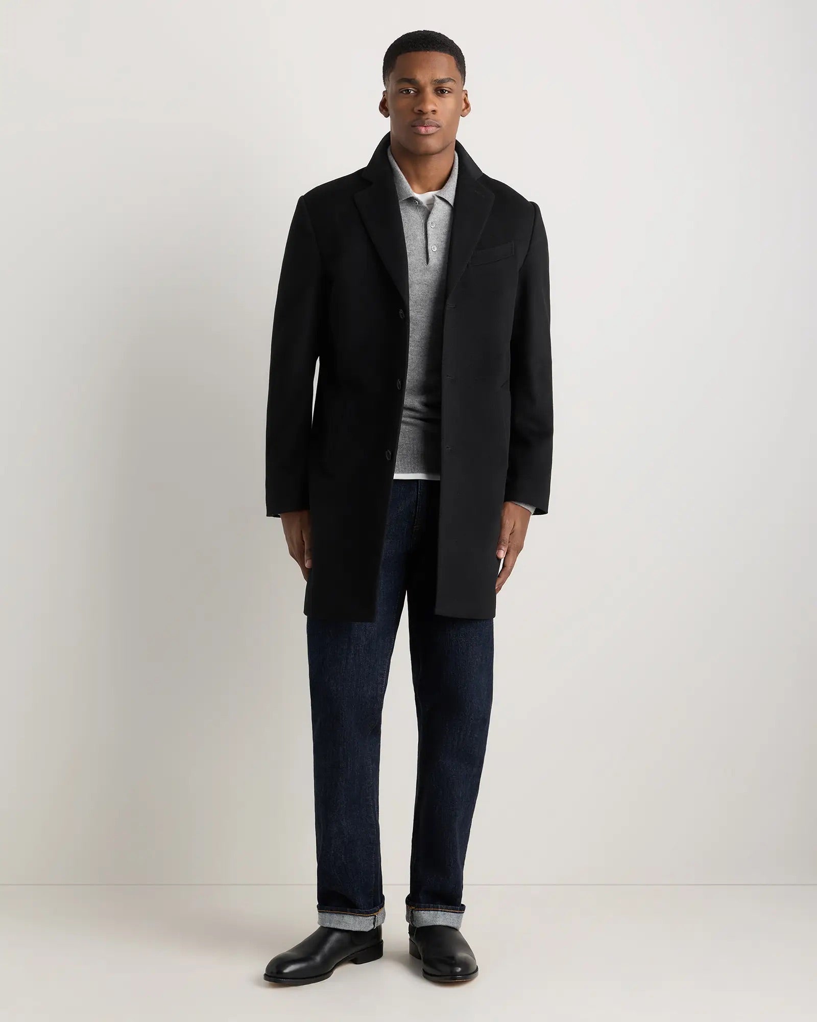 Casaco Sobretudo Masculino Longo - Preto