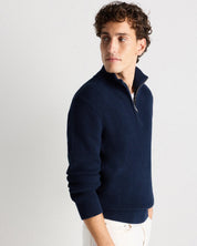 Suéter Canelado Quarter Zip Jumper - Azul marinho