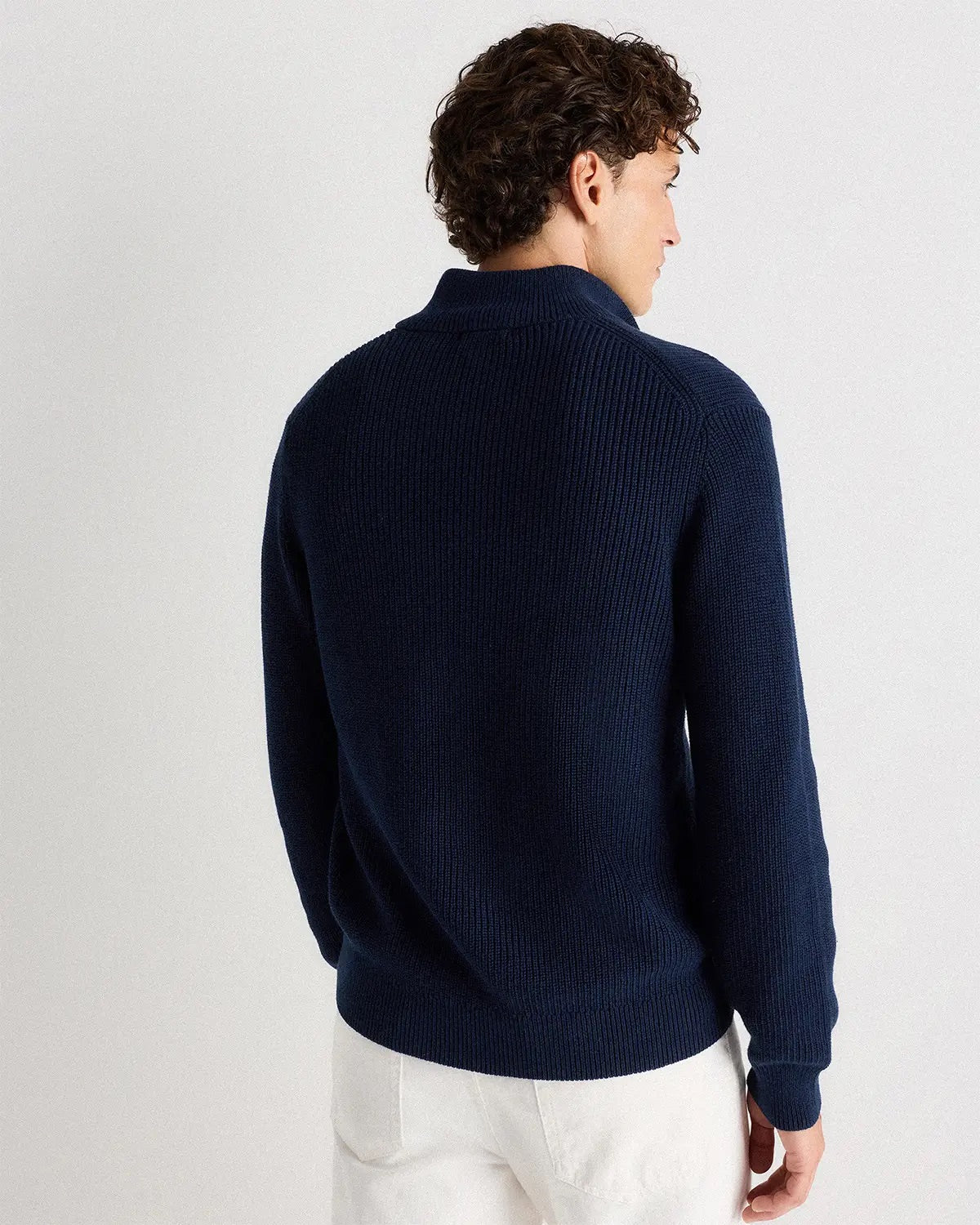 Suéter Canelado Quarter Zip Jumper - Azul marinho