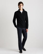 Suéter Canelado Quarter Zip Jumper - Preto