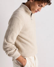 Suéter Canelado Quarter Zip Jumper - Off white