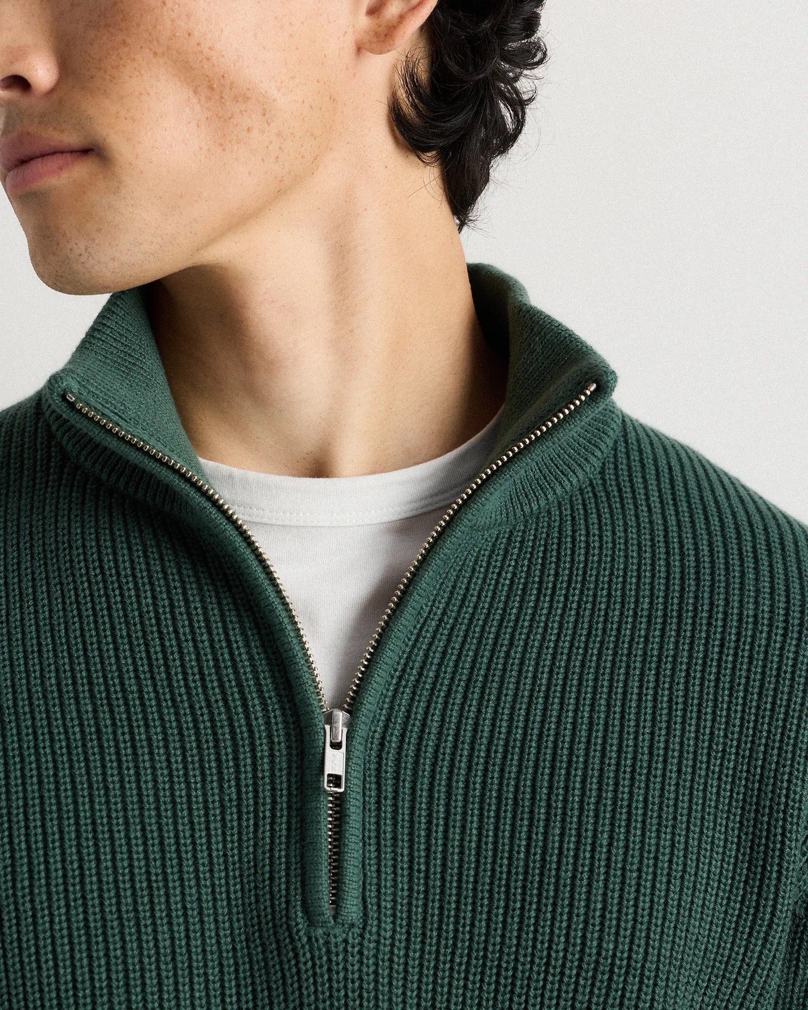 Suéter Canelado Quarter Zip Jumper - Verde