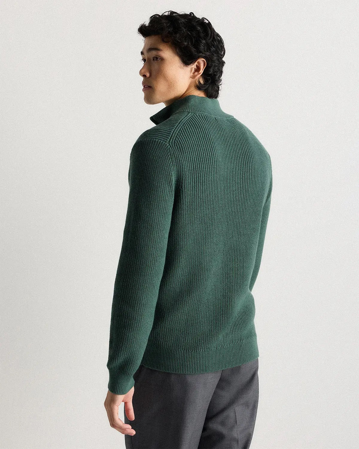 Suéter Canelado Quarter Zip Jumper - Verde