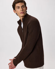 Suéter Canelado Quarter Zip Jumper - Marrom