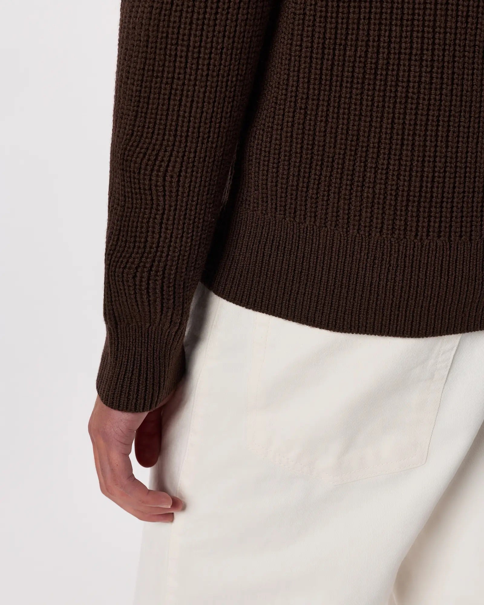 Suéter Canelado Quarter Zip Jumper - Marrom