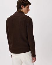Suéter Canelado Quarter Zip Jumper - Marrom