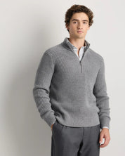 Suéter Canelado Quarter Zip Jumper - Cinza