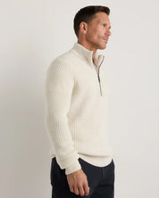 Suéter Canelado Quarter Zip Jumper - Branco