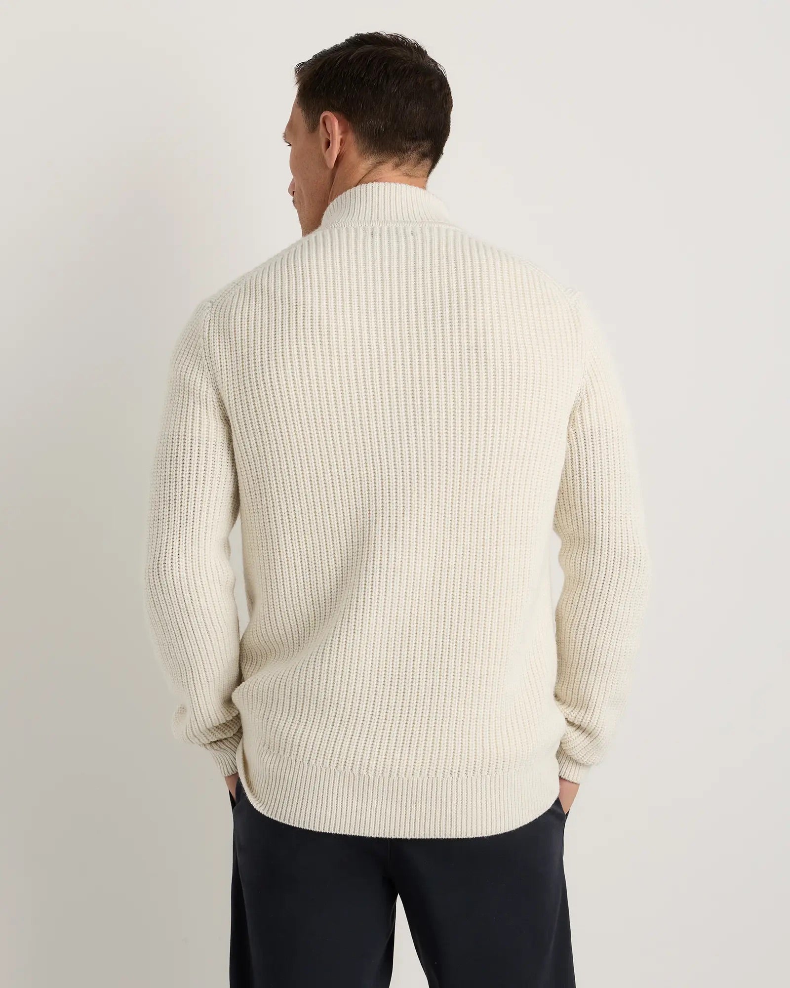 Suéter Canelado Quarter Zip Jumper - Branco