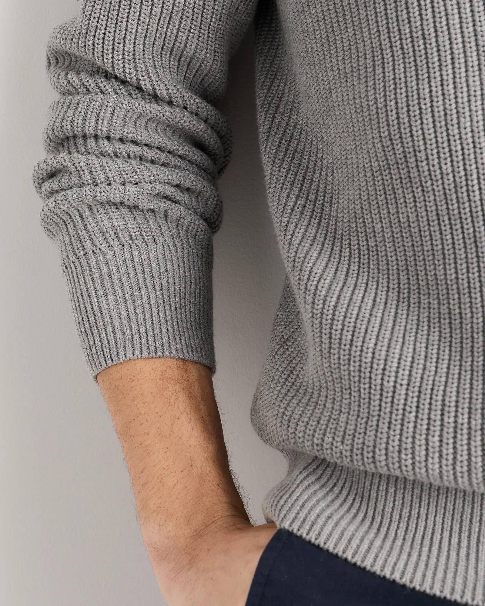 Suéter Canelado Quarter Zip Jumper - Cinza