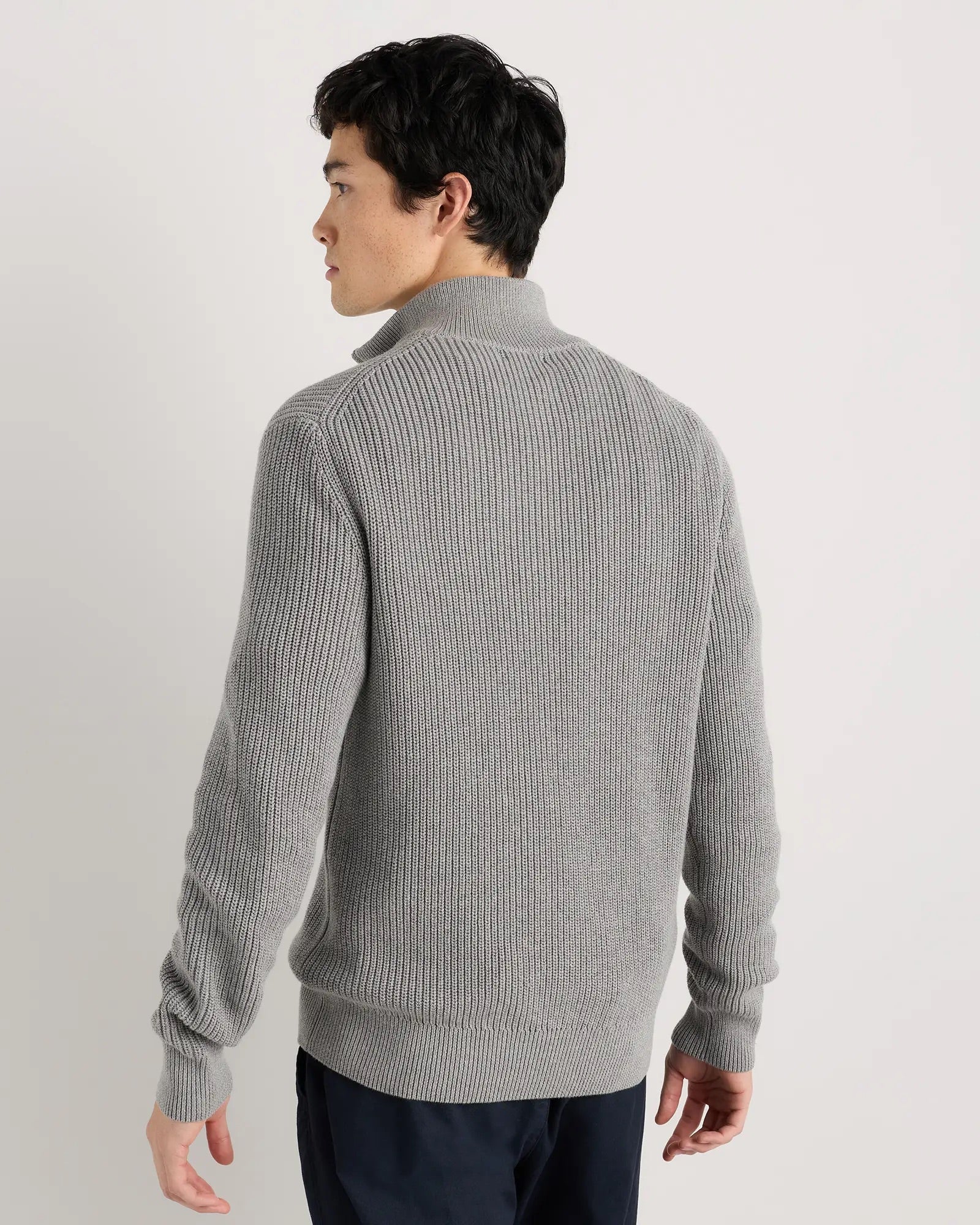 Suéter Canelado Quarter Zip Jumper - Cinza