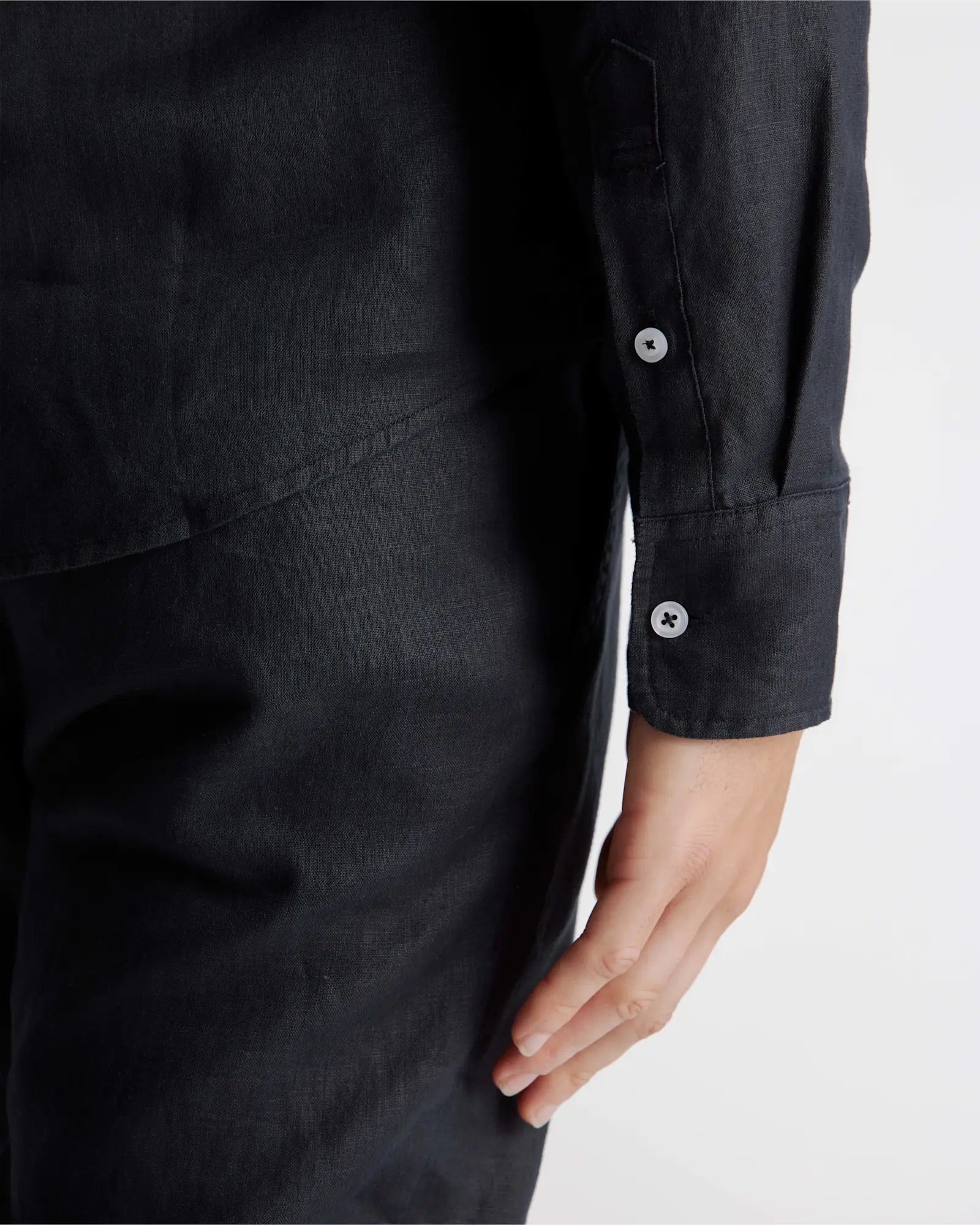 Camisa Manga Longa Slim Em Linho - Preto