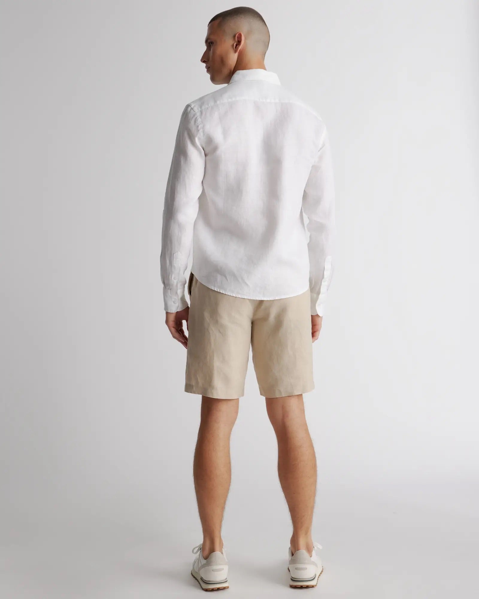 Camisa Manga Longa Slim Em Linho - Branco