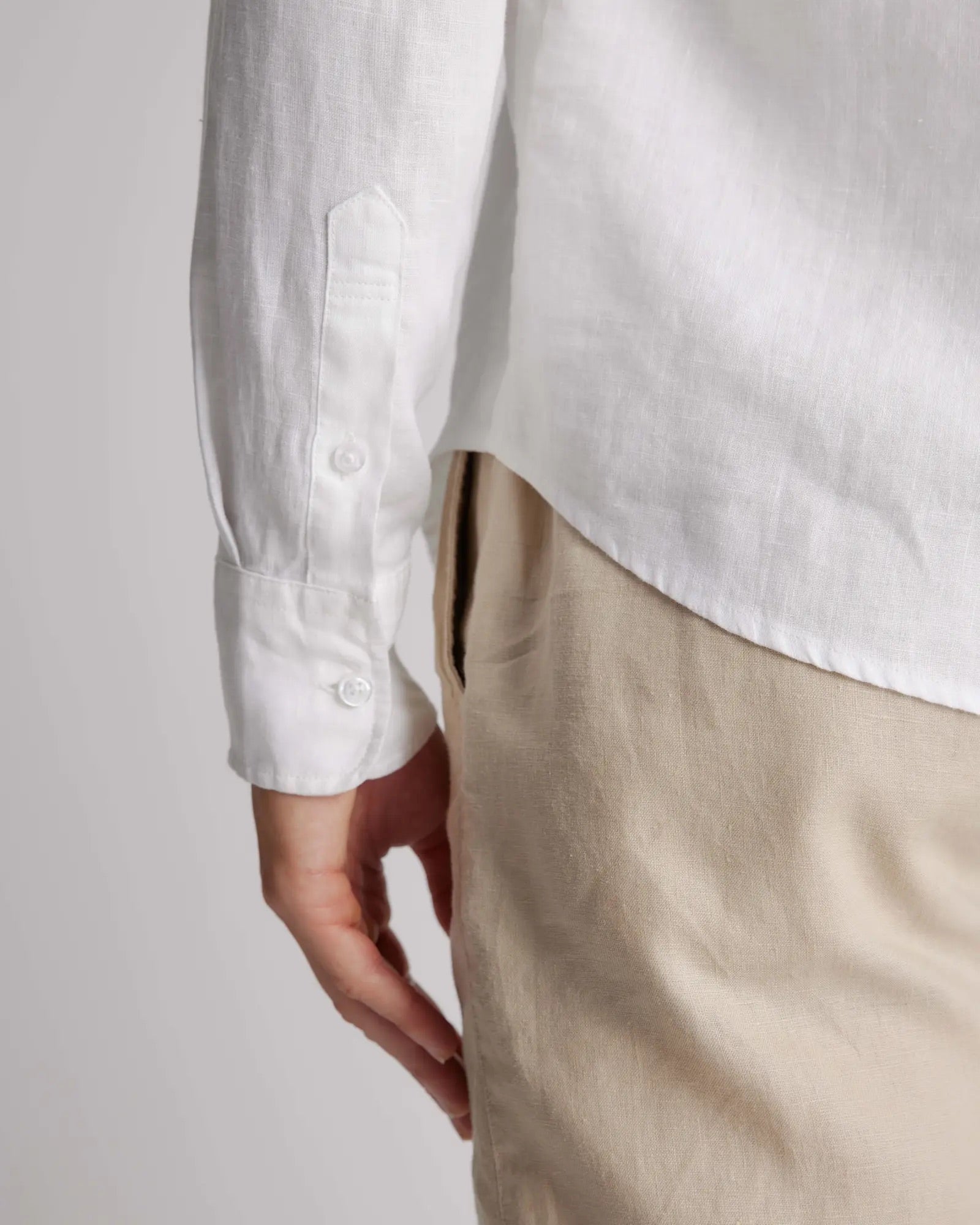 Camisa Manga Longa Slim Em Linho - Branco