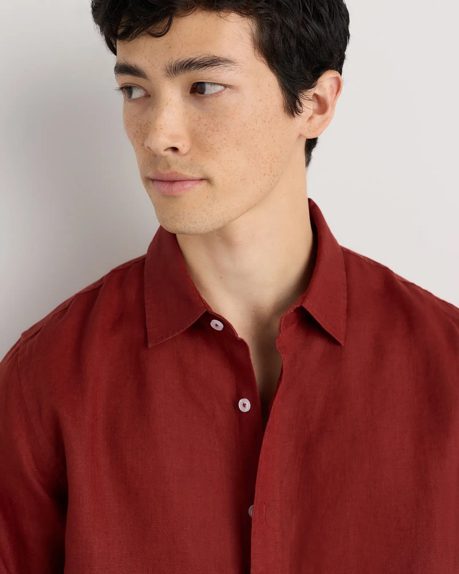 Camisa Manga Longa Slim Em Linho - Marsala