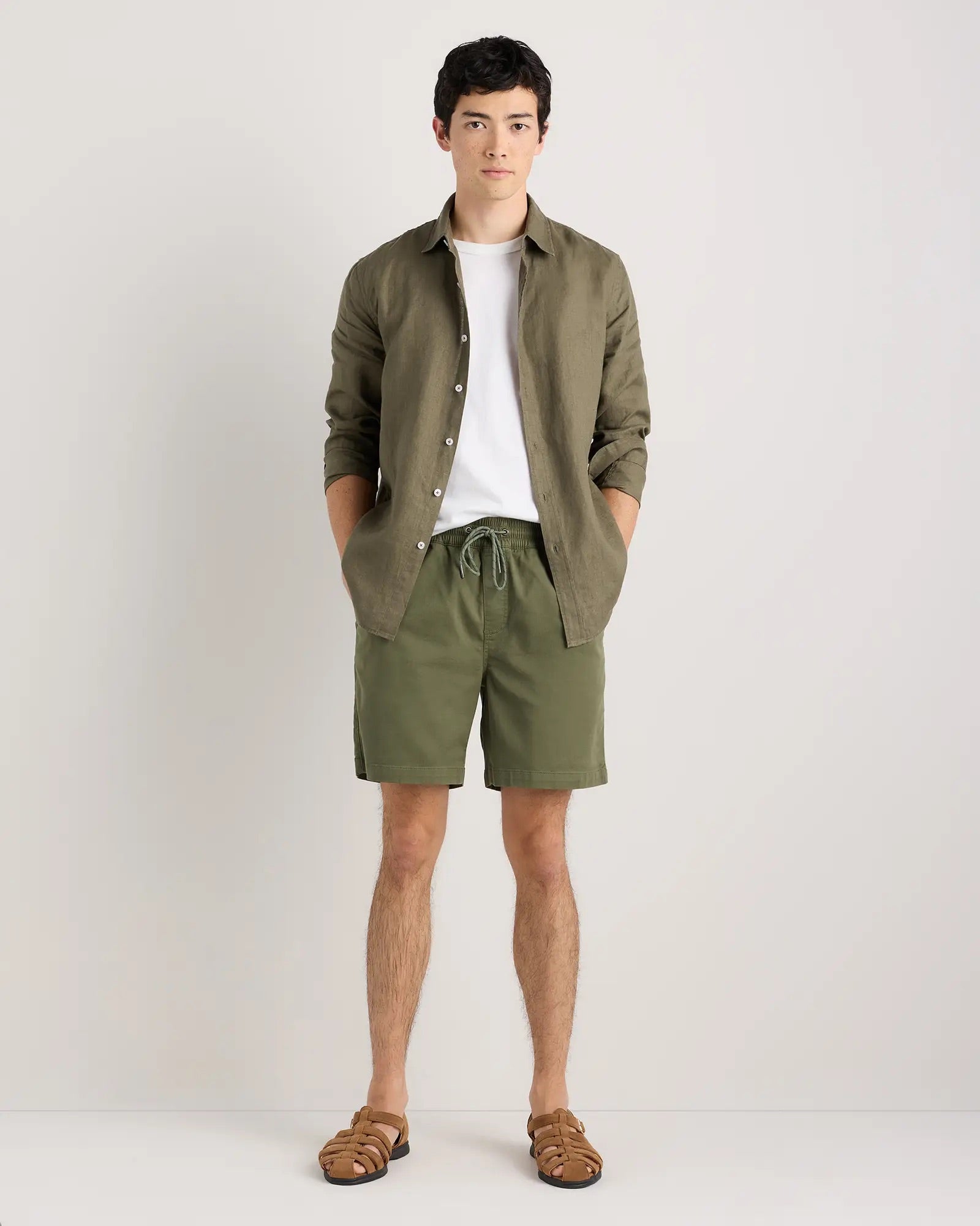 Camisa Manga Longa Slim Em Linho - Verde musgo