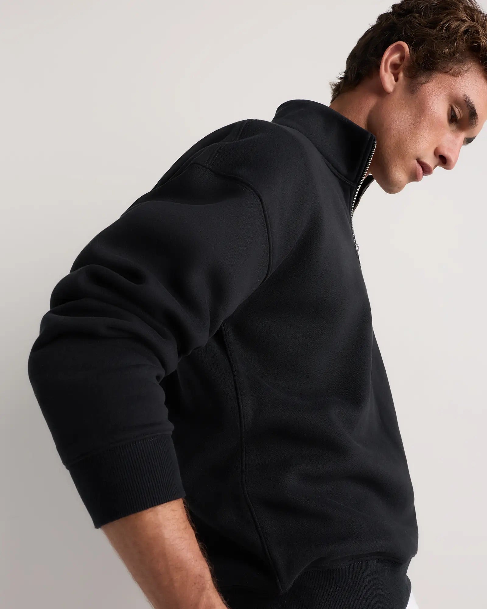 Suéter Fleece Zip Neck - Preto