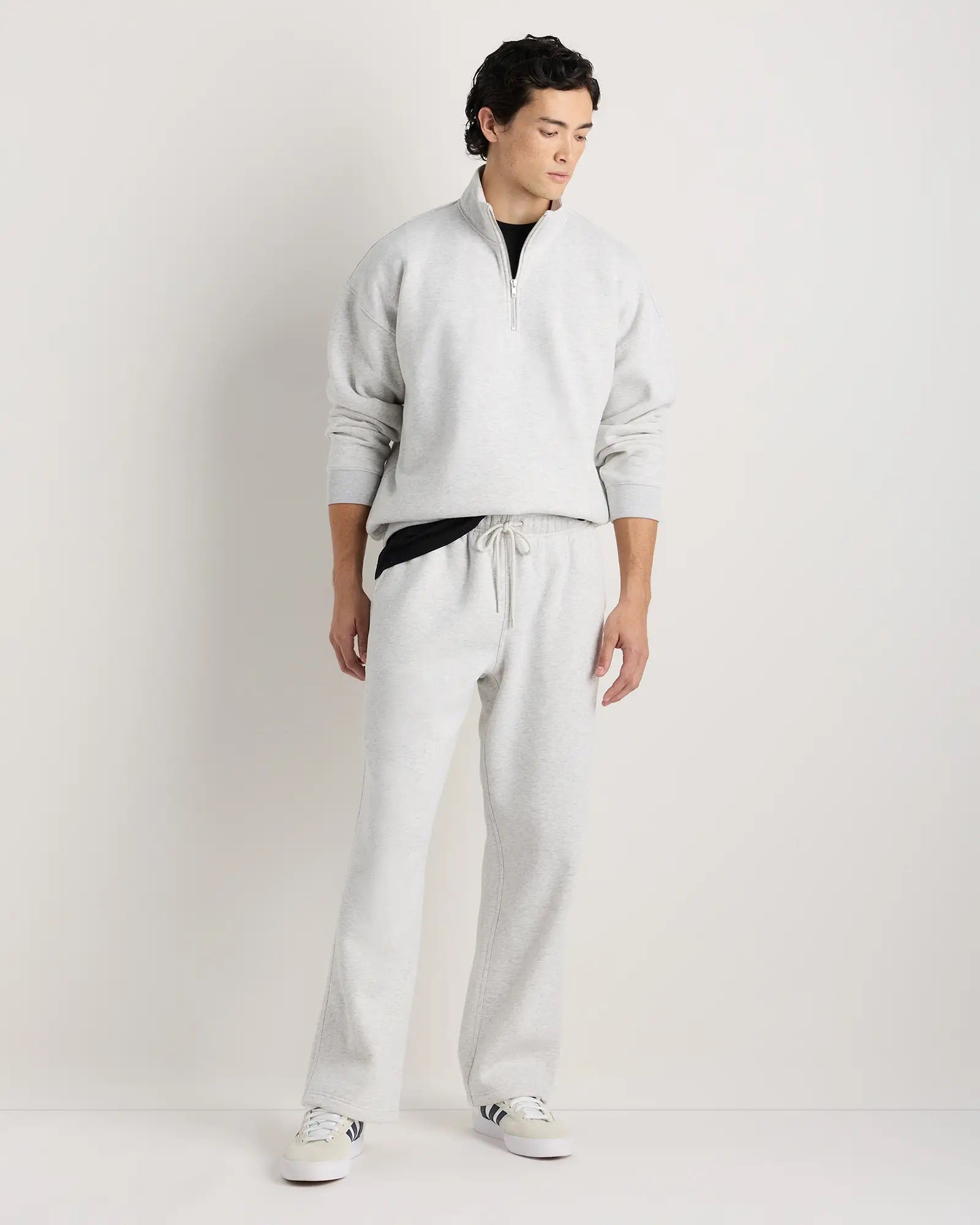Suéter Fleece Zip Neck - Cinza