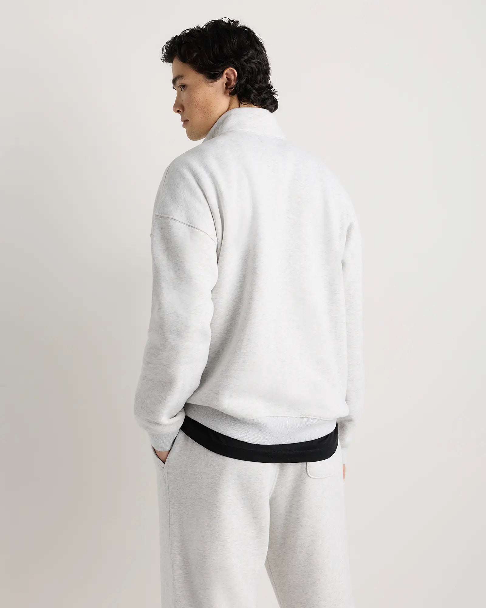 Suéter Fleece Zip Neck - Cinza