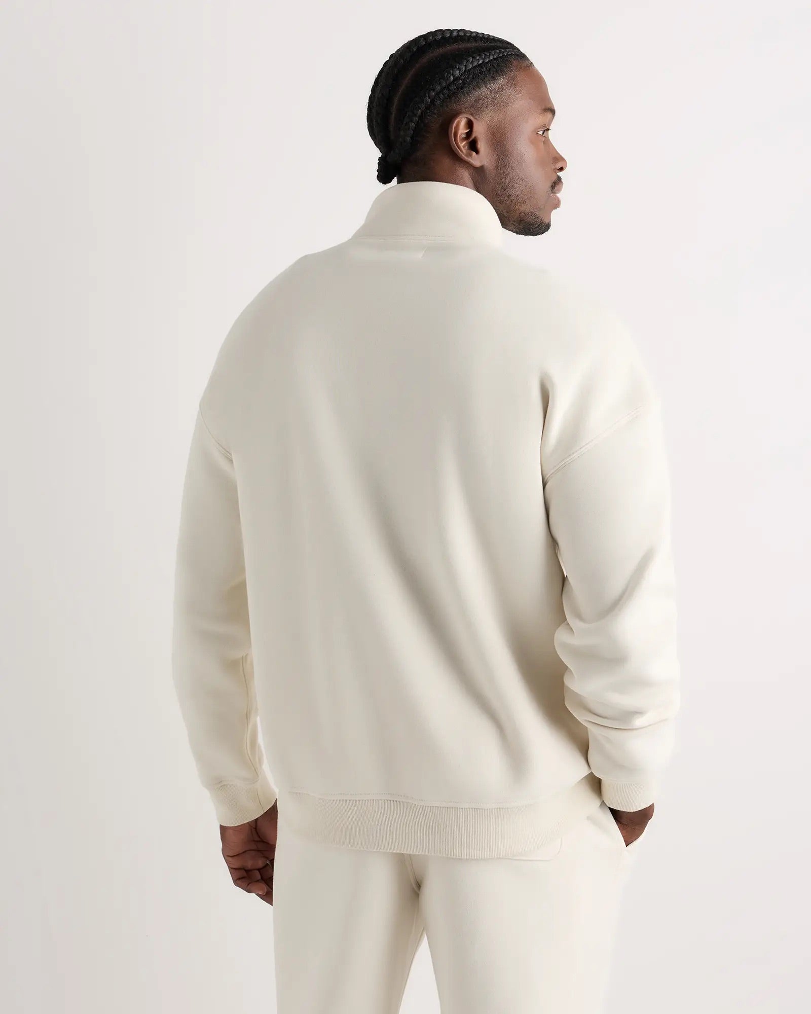 Suéter Fleece Zip Neck - Off white