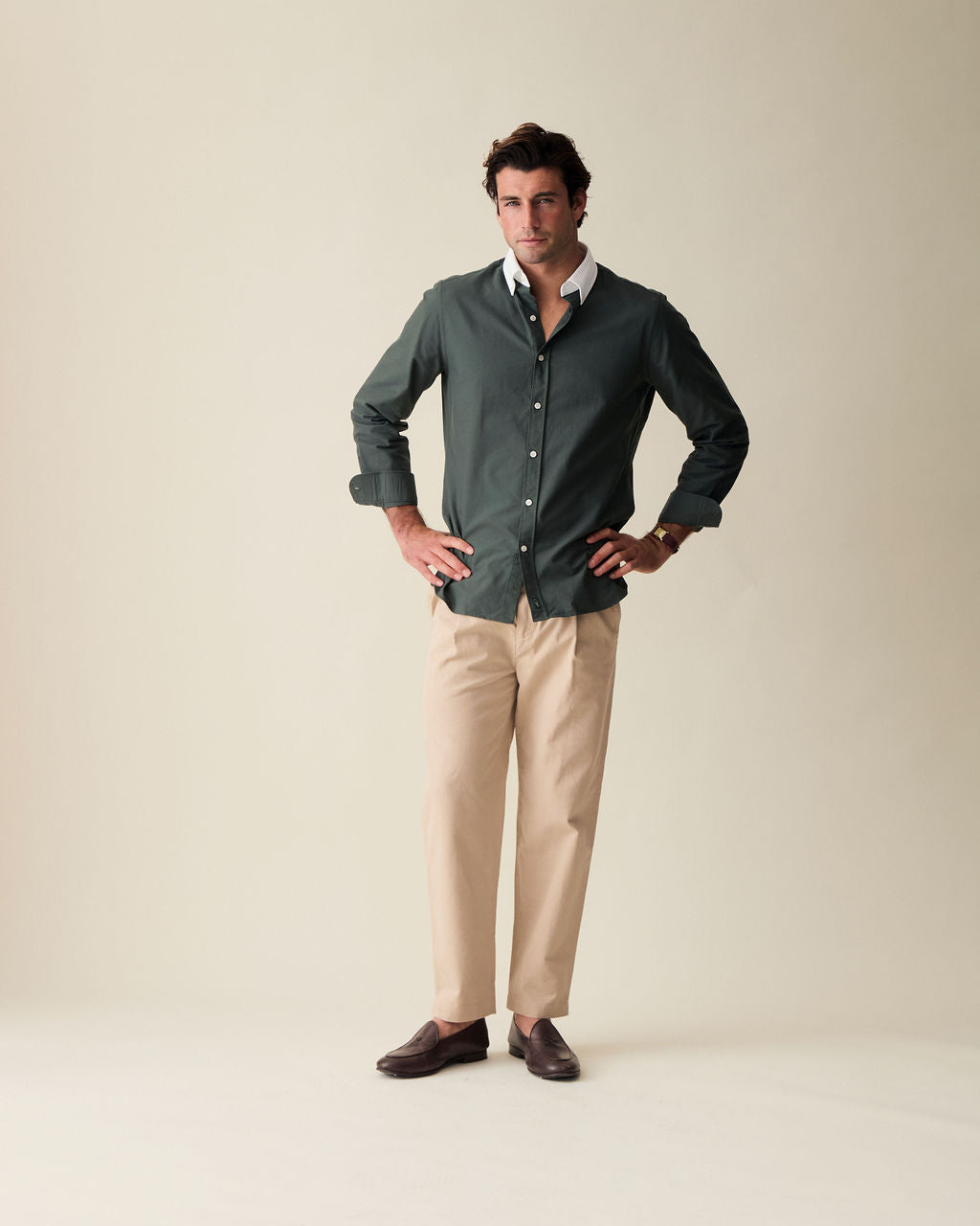 Calça Reta em Linho - Creme