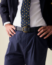 Calça Reta em Linho - Azul Marinho