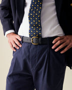 Calça Reta em Linho - Azul Marinho