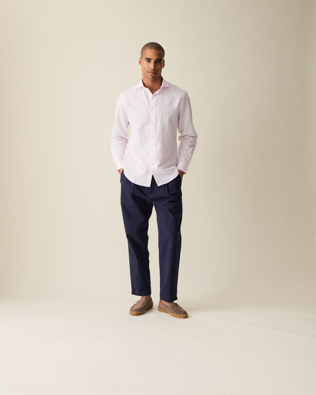 Camisa Clássica de Linho - Rosa