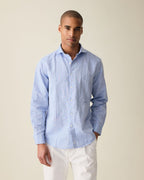 Camisa Clássica de Linho - Azul