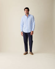 Calça Reta em Linho - Azul Marinho