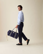 Calça Reta em Linho - Azul Marinho