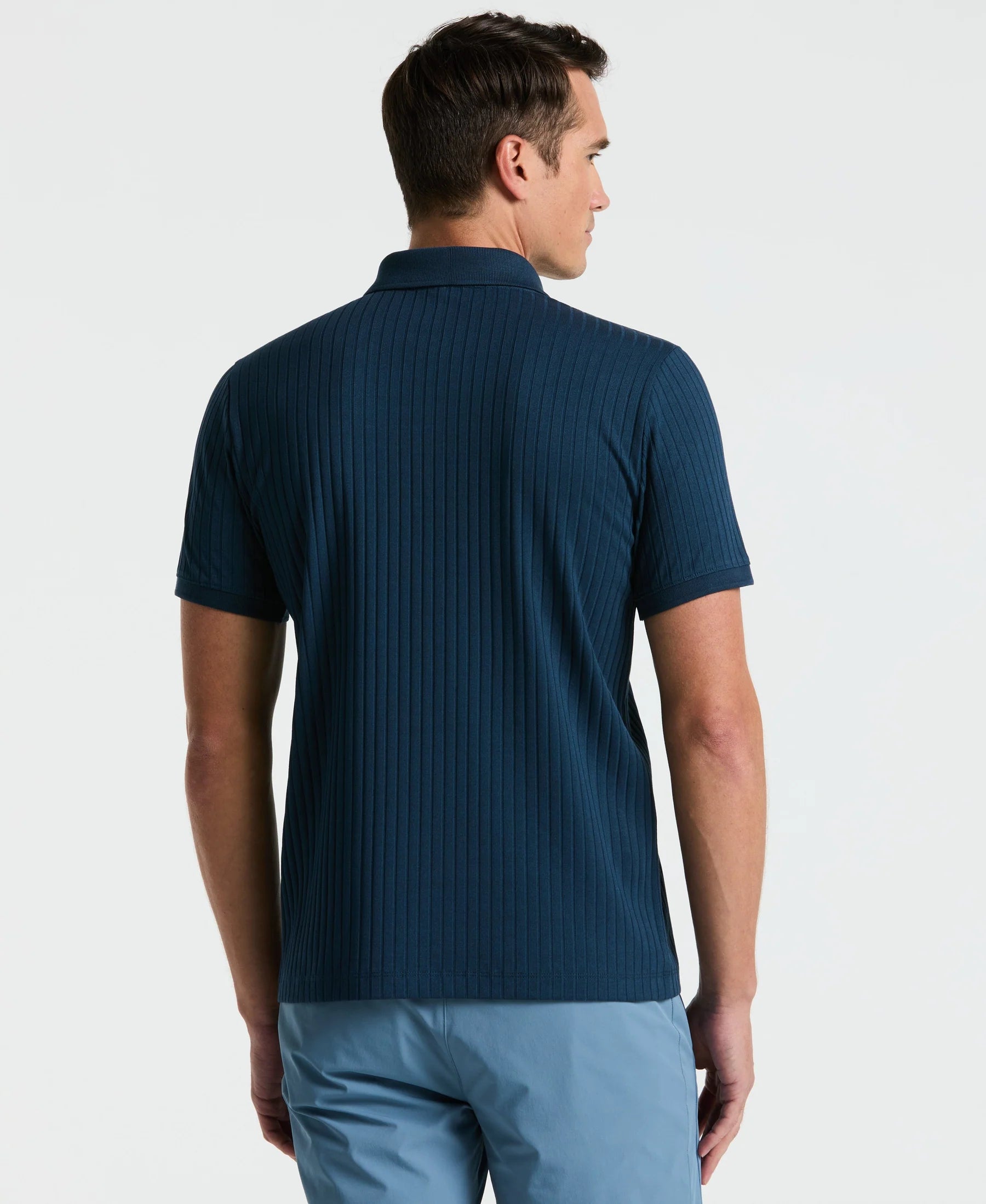 Camisa Gola Polo Canelada com Zíper Blend - Azul Petróleo