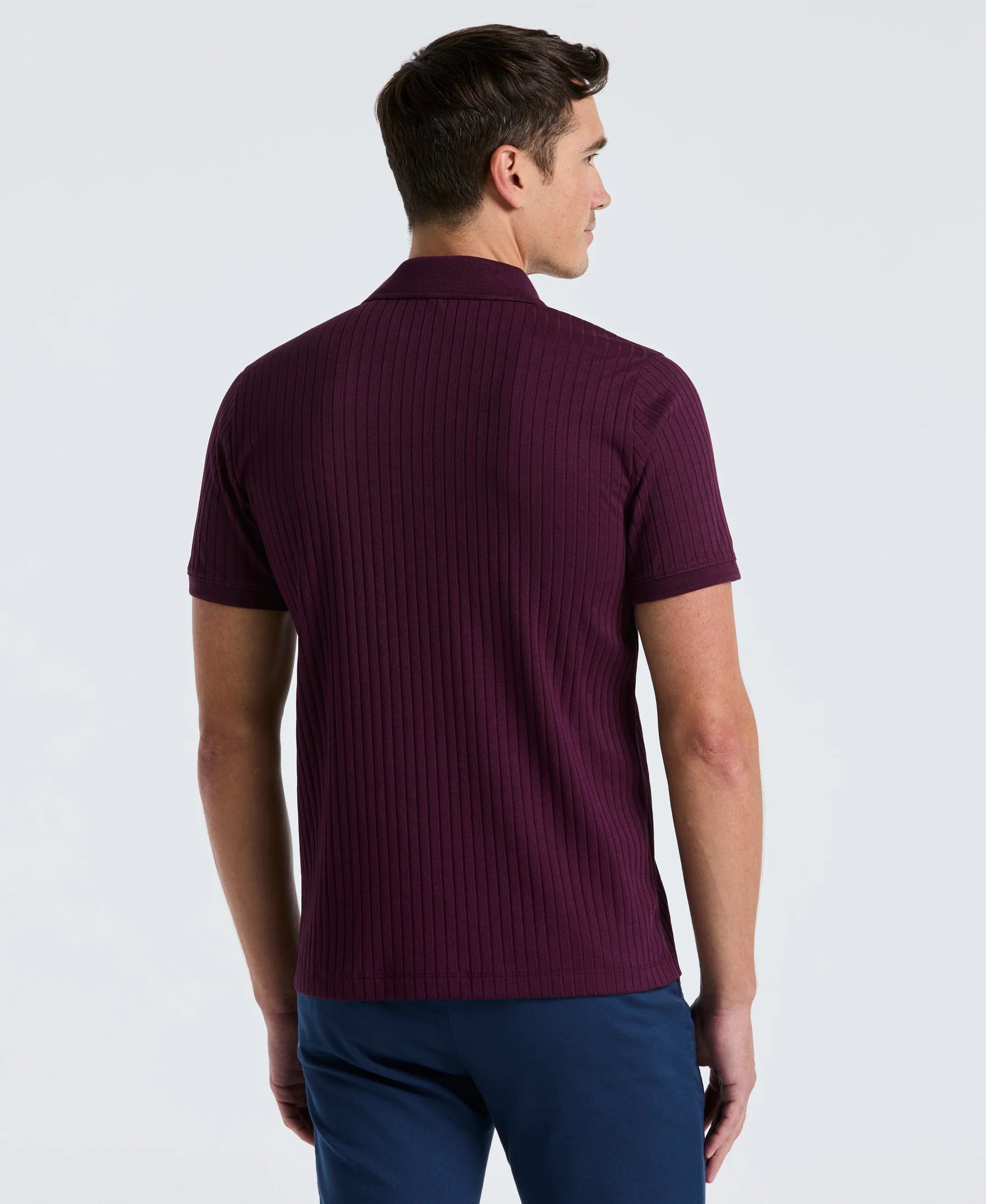 Camisa Gola Polo Canelada com Zíper Blend - Marsala