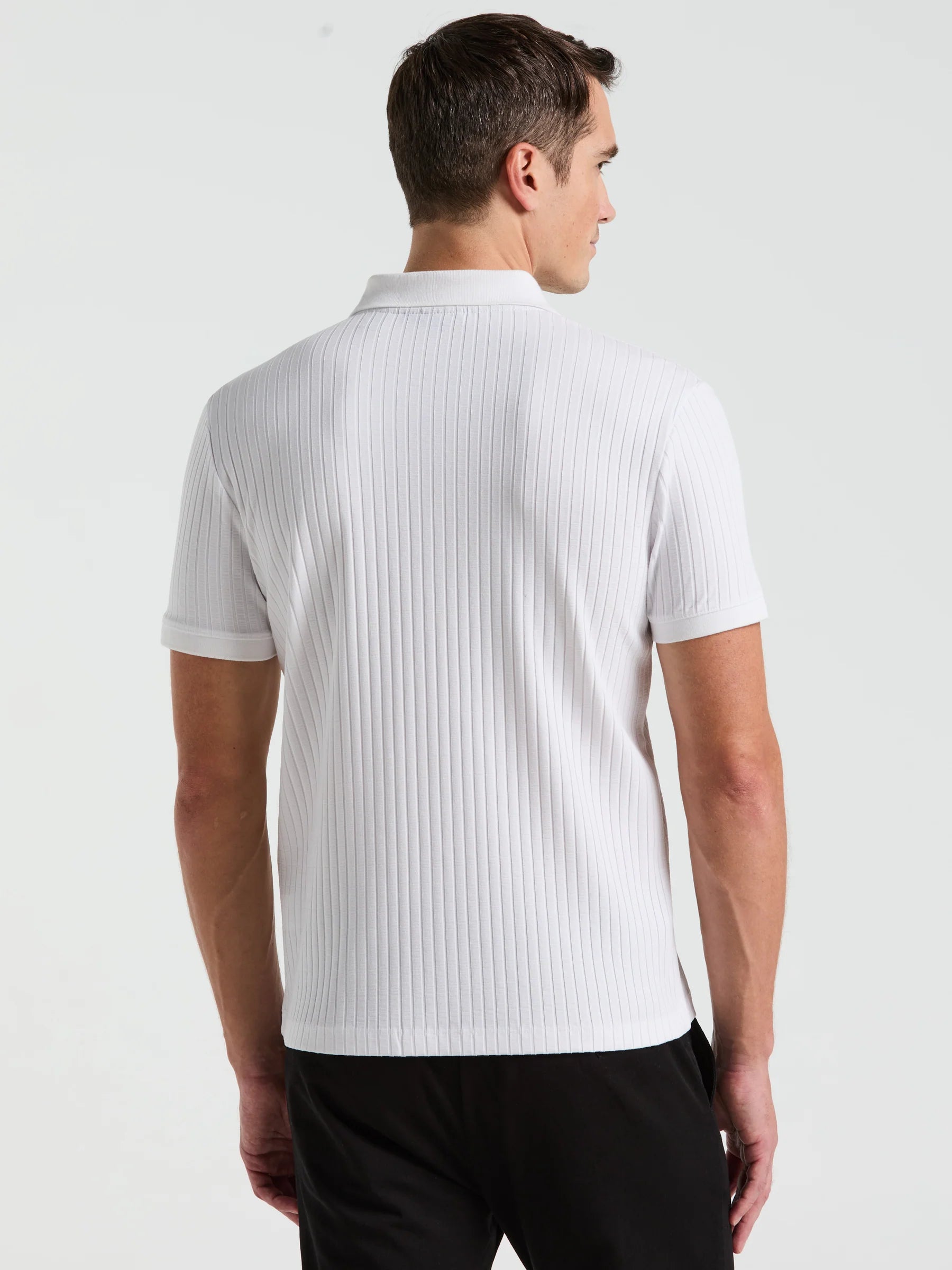 Camisa Gola Polo Canelada com Zíper Blend - Branco