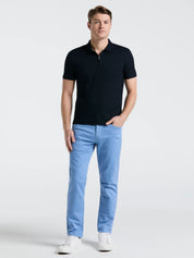 Camisa Gola Polo Canelada com Zíper Blend - Azul marinho