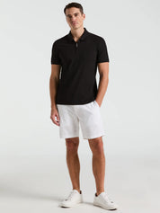 Camisa Gola Polo Canelada com Zíper Blend - Preto