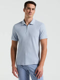 Camisa Gola Polo Canelada com Zíper Blend - Azul claro