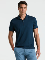 Camisa Gola Polo Canelada com Zíper Blend - Azul Petróleo
