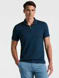 Camisa Gola Polo Canelada com Zíper Blend - Azul Petróleo