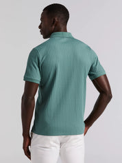 Camisa Gola Polo Canelada com Zíper Blend - Verde água