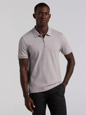 Camisa Gola Polo Canelada com Zíper Blend - Cinza