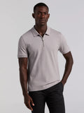 Camisa Gola Polo Canelada com Zíper Blend - Cinza