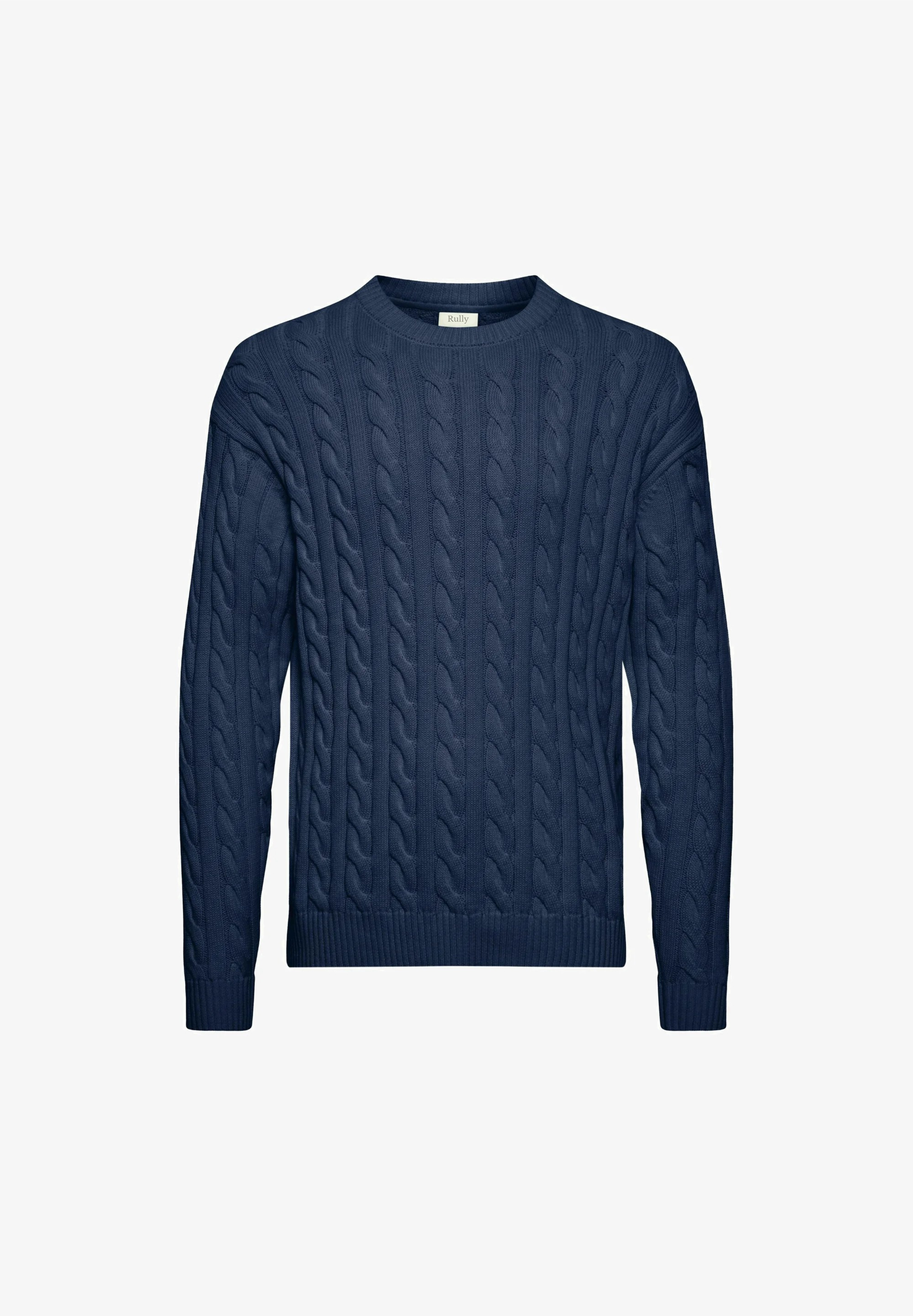 Suéter Texturizada com Gola Redonda - Azul Marinho