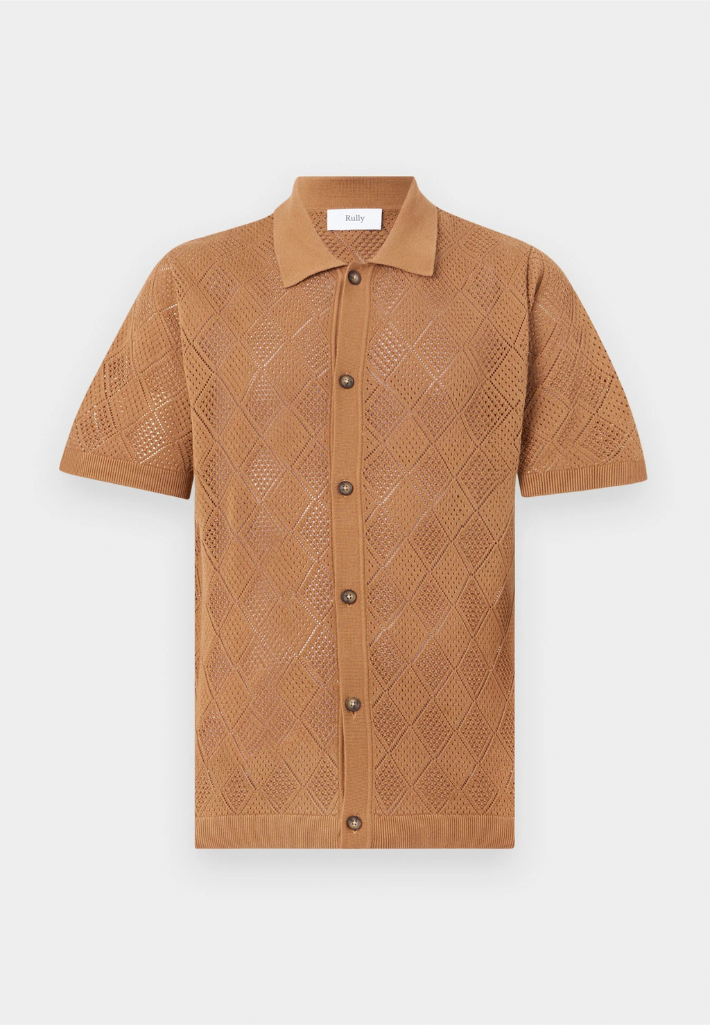Camisa Gola Polo com Textura em Tricô - Marrom