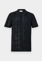 Camisa Gola Polo com Textura em Tricô - Preto