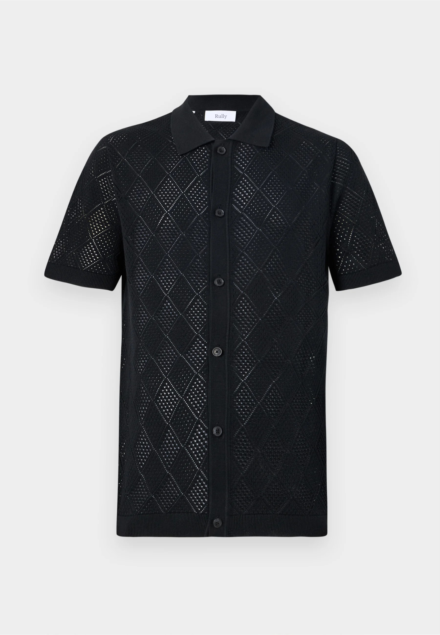 Camisa Gola Polo com Textura em Tricô - Preto