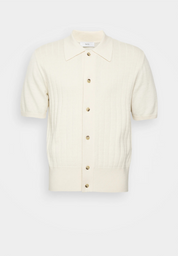 Camisa Polo em Algodão Canelada - Off White